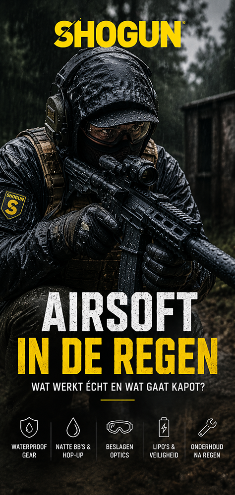 Shogun poster: airsoft in de regen